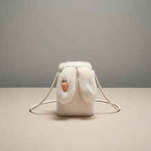 (Creamy White) Rabbit Fur Crossbody Bag for Women