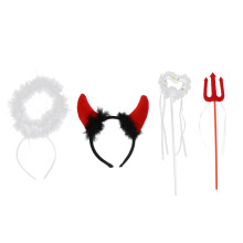2Sets Veer Hoofdtooi En Staf Angel Duivel Kinderfeest En Cosplay