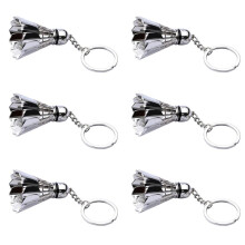 6X Metal Badminton Key Chain Three-Dimensional Badminton Tournament Souvenir Key Chain Pendant Sports Pendant