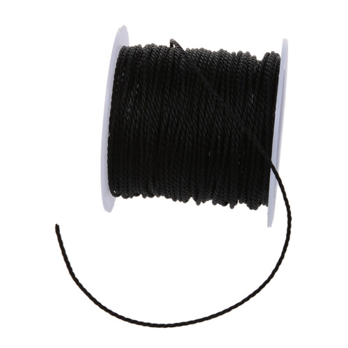 2 Roll Black Waxed Cotton Necklace Beads Cord String 1mm HOT