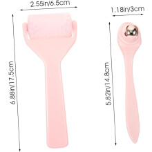Set de rodillo facial de hielo y masajeador de ojos, 2 piezas, rodillo facial rosa para enfriamiento