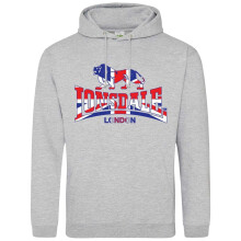 (L, Grey) Lonsdale Mens Union Jack Logo Hoodie