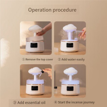 300Ml Mushroom Rain Cloud Air Humidifier Water Drops Sounds Colorful Night Lights Aromatherapy Essential Oil Diffuser