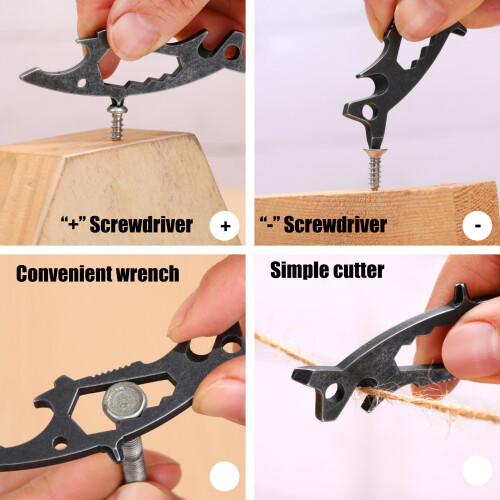 Porte-clés multifonction en acier au carbone, Gadgets, 2