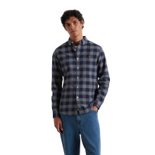(S, Yale Blue) Farah Mens Brewer Checked Organic Cotton Shirt