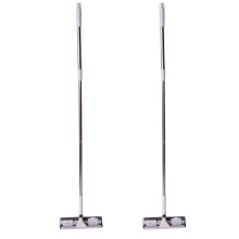 2X Outil de Nettoyage de Vitre Tige Telescopique Double Face Laveur de Vitre Raclette D'Essuie-Glace Brosse pour la Tete Rotative A Long Manche Laveur