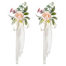 2pcs Wedding Chair Sash Back Decoration With-Champagne