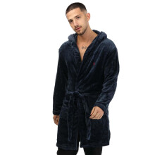 (S-M, Navy) Farah Mens Plain Polyester Dressing Gown