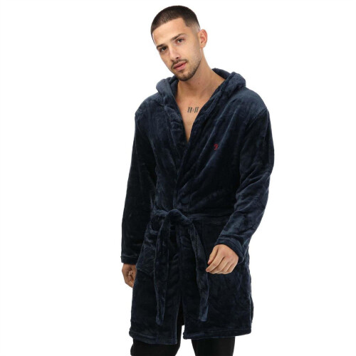 Farah (S-M, Navy) Farah Mens Plain Polyester Dressing Gown
