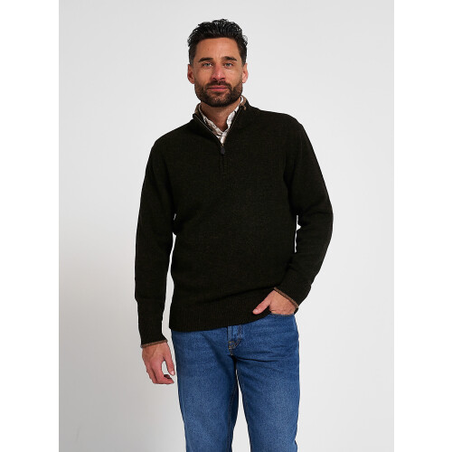 JACK PYKE Jack Pyke Ashcombe 100% Lambswool Long Sleeve Zip Knit Jumper Pullover Deep Olive XX-Large
