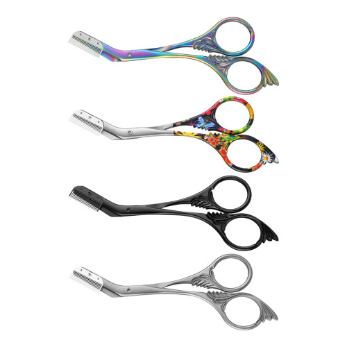Stainless Steel Eyebrow Trimmer Scissors Eyebrow Cutter-Silver 1