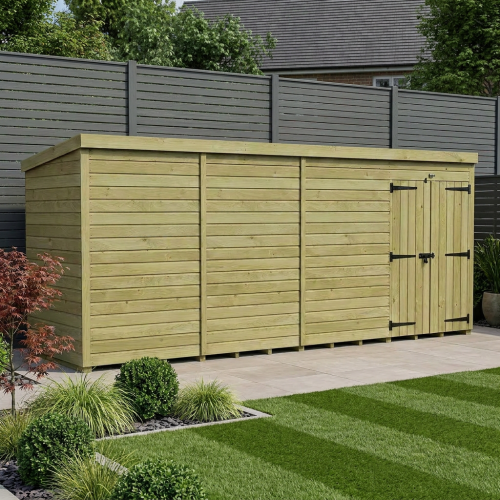 18 x 4 Pent Shed Tanalised (Double Door, No Windows)