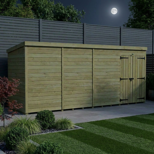 18 x 4 Pent Shed Tanalised (Double Door, No Windows) 2