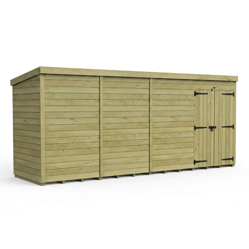18 x 4 Pent Shed Tanalised (Double Door, No Windows) 1
