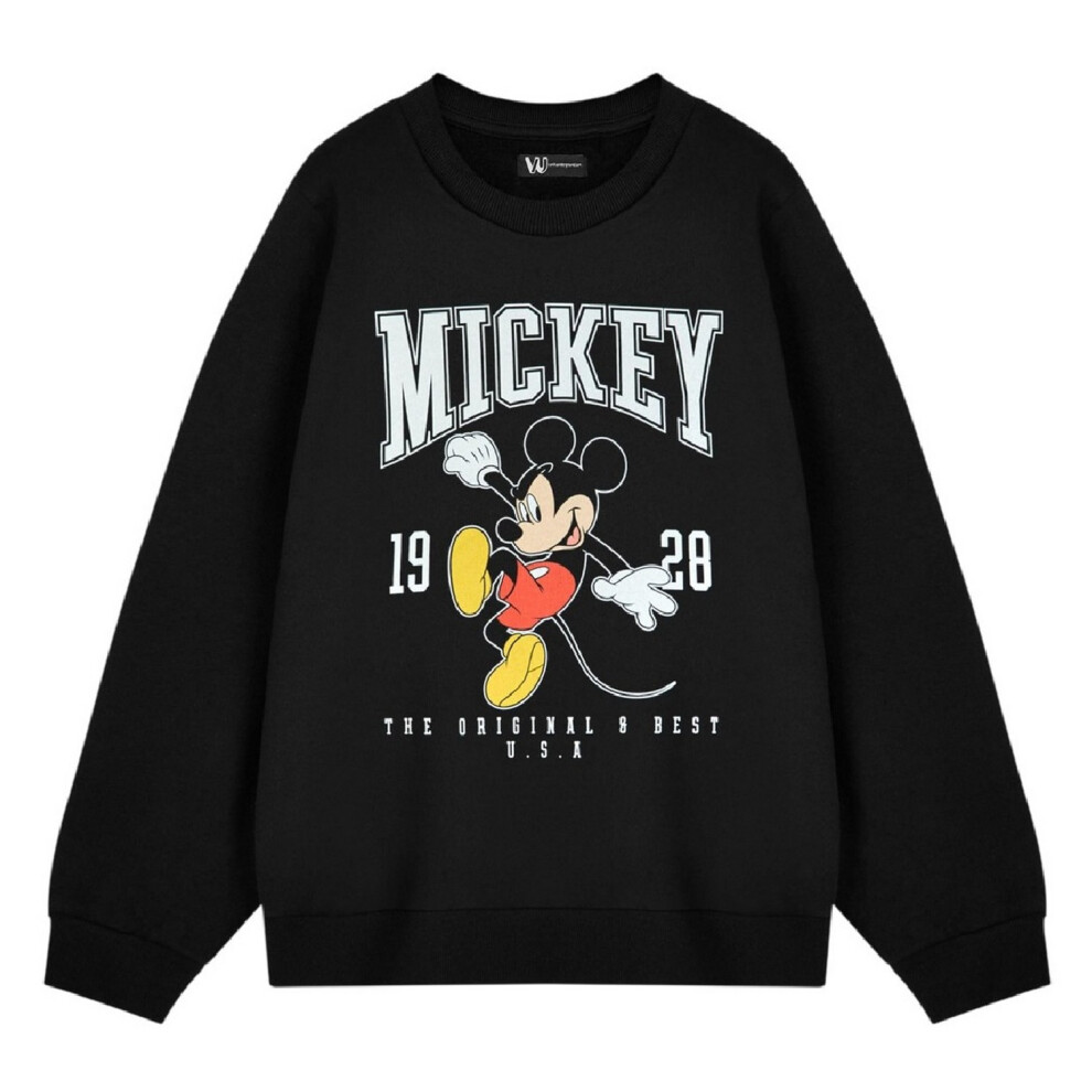 Disney (9-10 Years, Black) Childrens/Kids Mickey Mouse Running Crew Neck Sweatshirt