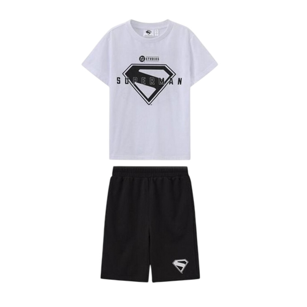 Superman Unisex White Logo T-Shirt & Shorts Set In | Size: 9-10 Years - Image 2