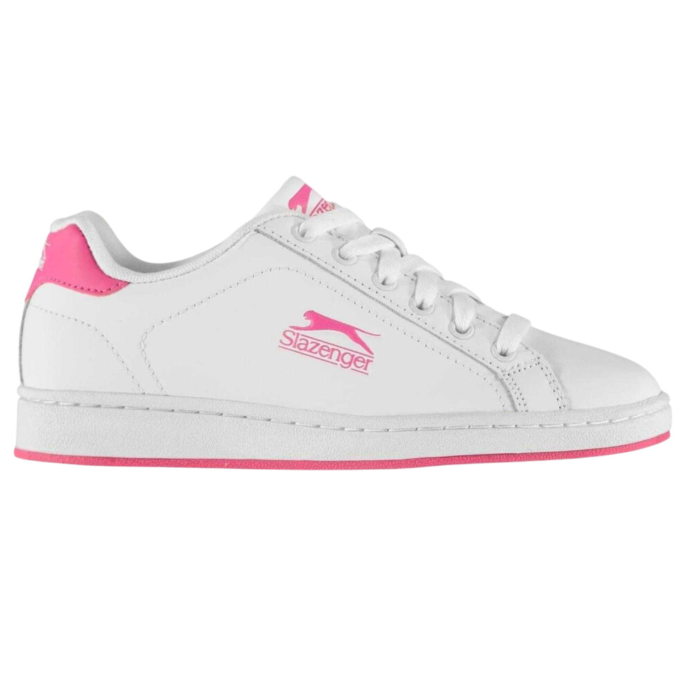 Slazenger (6.5 Uk, White/Cerise) Childrens/Kids Ash Leather Flat Trainers