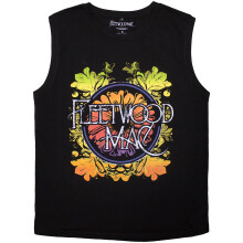 (L, Black) Fleetwood Mac Circle Floral Logo Tank Top