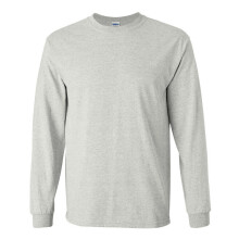 (3XL, Ash Grey) Gildan Mens Plain Crew Neck Ultra Cotton Long Sleeve T-Shirt