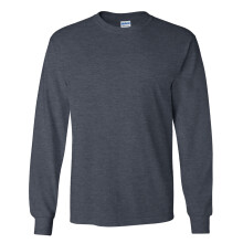 (4XL, Dark Heather) Gildan Mens Plain Crew Neck Ultra Cotton Long Sleeve T-Shirt