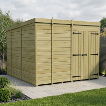 9 x 10 Pent Shed Tanalised (Double Door, No Windows)
