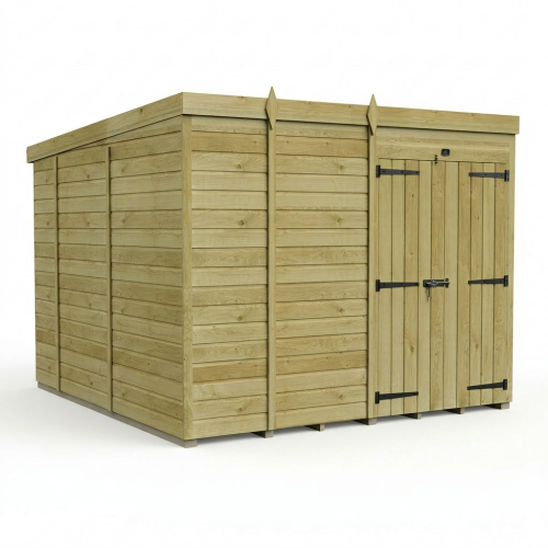 9 x 10 Pent Shed Tanalised (Double Door, No Windows) 1