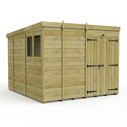 9 x 10 Pent Shed Tanalised (Double Door, With Windows) 1