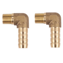 2X Manguera de 8 mm x Rosca Macho de 3/8 Pulgadas Conector de Acoplamiento de LengüEta de Codo de Latón de 90 Grados