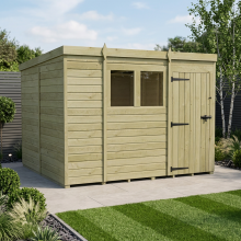 9 x 10 Pent Shed Tanalised (Single Door, With Windows)