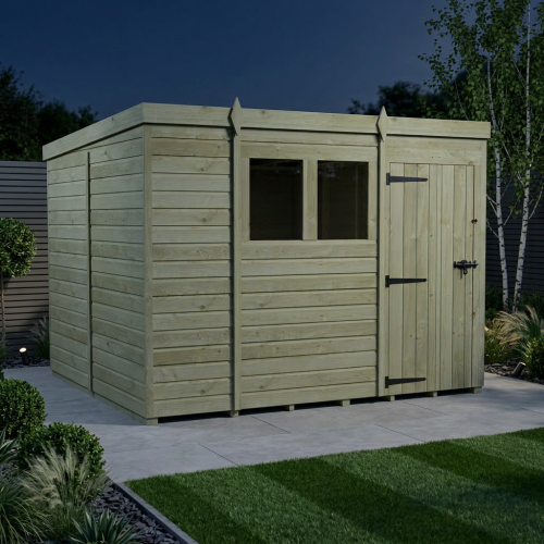 9 x 10 Pent Shed Tanalised (Single Door, With Windows) 2