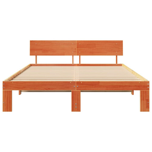 VidaXL vidaXL Bed Frame with Headboard Wax Brown 140 x 200 cm Solid Pine Wood 1