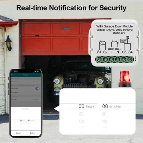 WiFi Garage Door Opener Universal Wireless Remote Openers Gate  Sensor Remote App Control No Hub Required