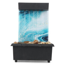Fuente de Mesa Tipo Cascada con Luz LED y Guijarro, Funciona con USB y Pilas, Decoración de Escritorio para Interiores