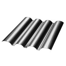 Forma Antiaderente para Pão com 4 Cavidades, Utensílio de Confeitaria, Bandeja para Baguete, Forma Ondulada de Aço para Pão