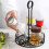 Kitchen Round Wire Condiment Storage Rack, Black Metal Organizer for Restaurant Tables 2