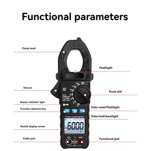 SK-201 Clamp Meter Digital Multimeter Tester AC Current Voltage Capacitance NCV Tester with Flashlight 2