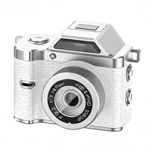 Retro  Keychain Camera Compact Thumb Pocket Digital Cam 1080P CCD Flash Magnetic Mount B:White 1