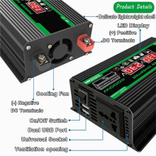 Inverter 4000W Portable Power Bank 12V to AC 220V Dual USB LCD Display Car Converter for Camping RV Universal Plug