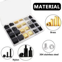 640-Teiliges Set mit M3-Abstandshaltern Aus Messing und Nylon für Motherboards, Sechskant-Abstandshalterschrauben und -Muttern (Männlich/Weiblich)