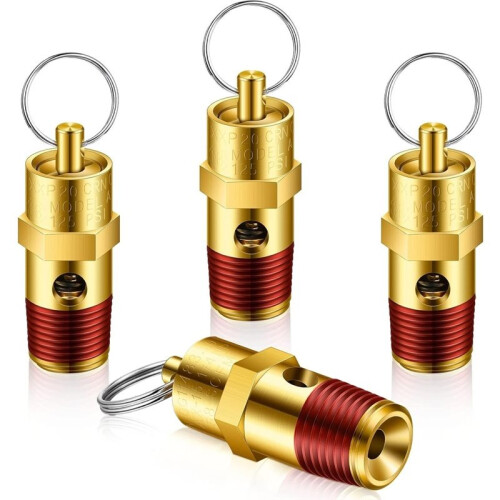 4 St 1/4" Hane 125 Psi Npt Tryckavlastningsventil Luftkompressor Backventil Mässing Säkerhetsventil