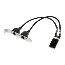 Placa de Rede Gigabit M.2 B+M Key I350-T2 com Chave M.2 B e Chave M para Duas Portas Ethernet RJ45, Controladora RJ45 de 1000 Mbps