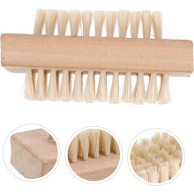 Cepillo de uñas de madera de doble cara con cerdas naturales, cepillo para quitar el esmalte de uñas.