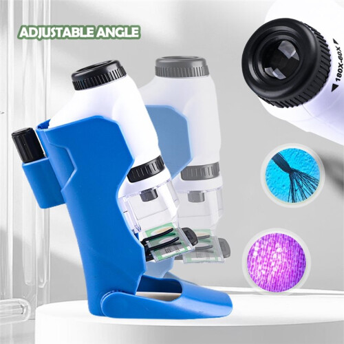 Microscope Handheld Science Kit for Kids with LED Light, 60X-180X Magnification, Gifts for Students 2