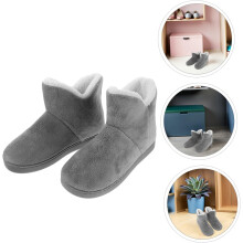 Pantuflas de algodón cálidas para mujer, zapatos de interior para el dormitorio, suaves y afelpadas, diseño de caña alta, calentadores de pies.