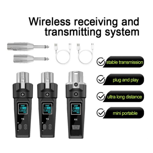 2.4G XLR Adapter System Wireless Microphone Transmitter Receiver System for Dynamic Mic Audio Mixer PA System Guitar 2