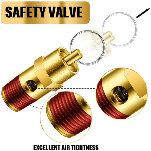 4 St 1/4" Hane 125 Psi Npt Tryckavlastningsventil Luftkompressor Backventil Mässing Säkerhetsventil 2