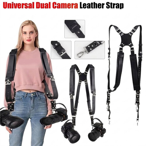 Double Shoulder Camera Strap Adjustable Leather Camera Shoulder Belt Portable Shoulder Harness Outdoor Photography Tools 2