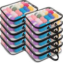 10 Pack Clear Yarn Storage Bags Bulk, 12 X 16 X 4 Inches Yarn Storage Organizer Tote Bag for Knitting Wool Balls Black