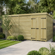 13 x 8 Pent Shed Tanalised (Double Door, No Windows)