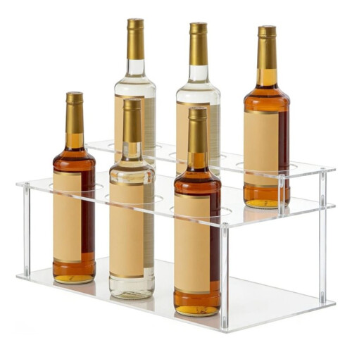 Coffee Syrup Organizer, Acrylic Syrup Bottle Organizer , Clear Countertop Step Display Stand Kitchen Storage 1